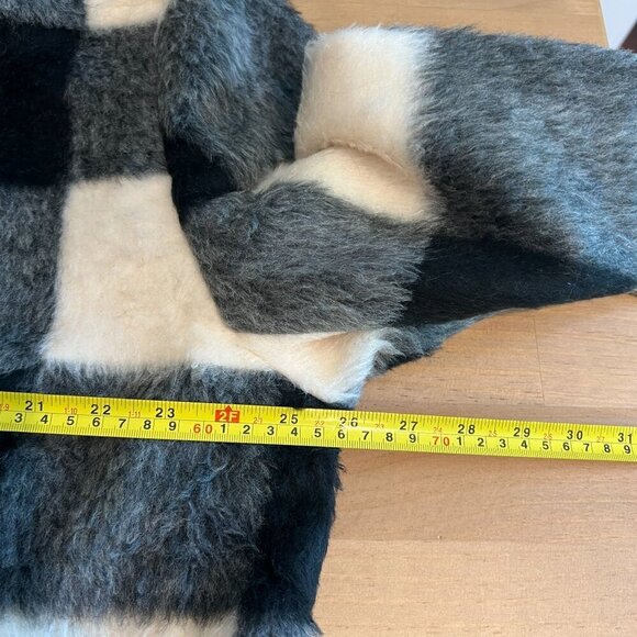 Marine Layer Stephanie Cocoon Coat Extra Large Black White Buffalo - Picture 10 of 11